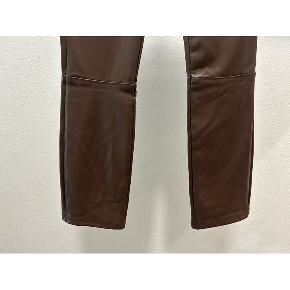 TINSELTOWN Juniors Brown Faux Leather Straight-Leg Pants - Size 3 "The Mom Jean" - Picture 4 of 10